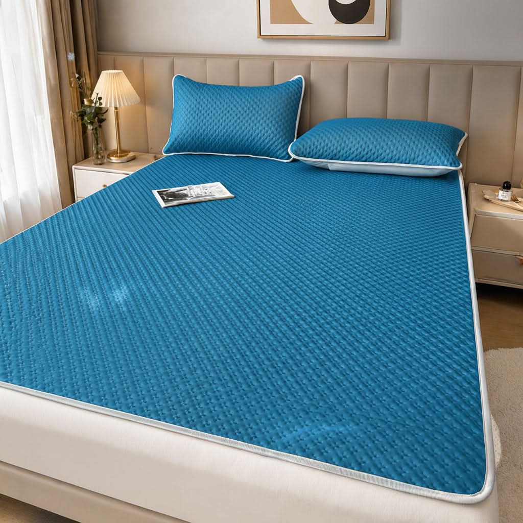 Foldable Cooling Sleep Mat - Breathable Waffle-Texture Bed Topper