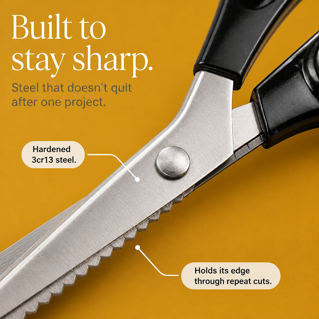 Spring-Assisted Zigzag Pinking Shears – Fabric Edge Scissors