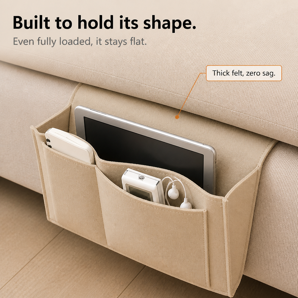 Under-Mattress Bedside Caddy - Hanging Felt Storage Organizer
