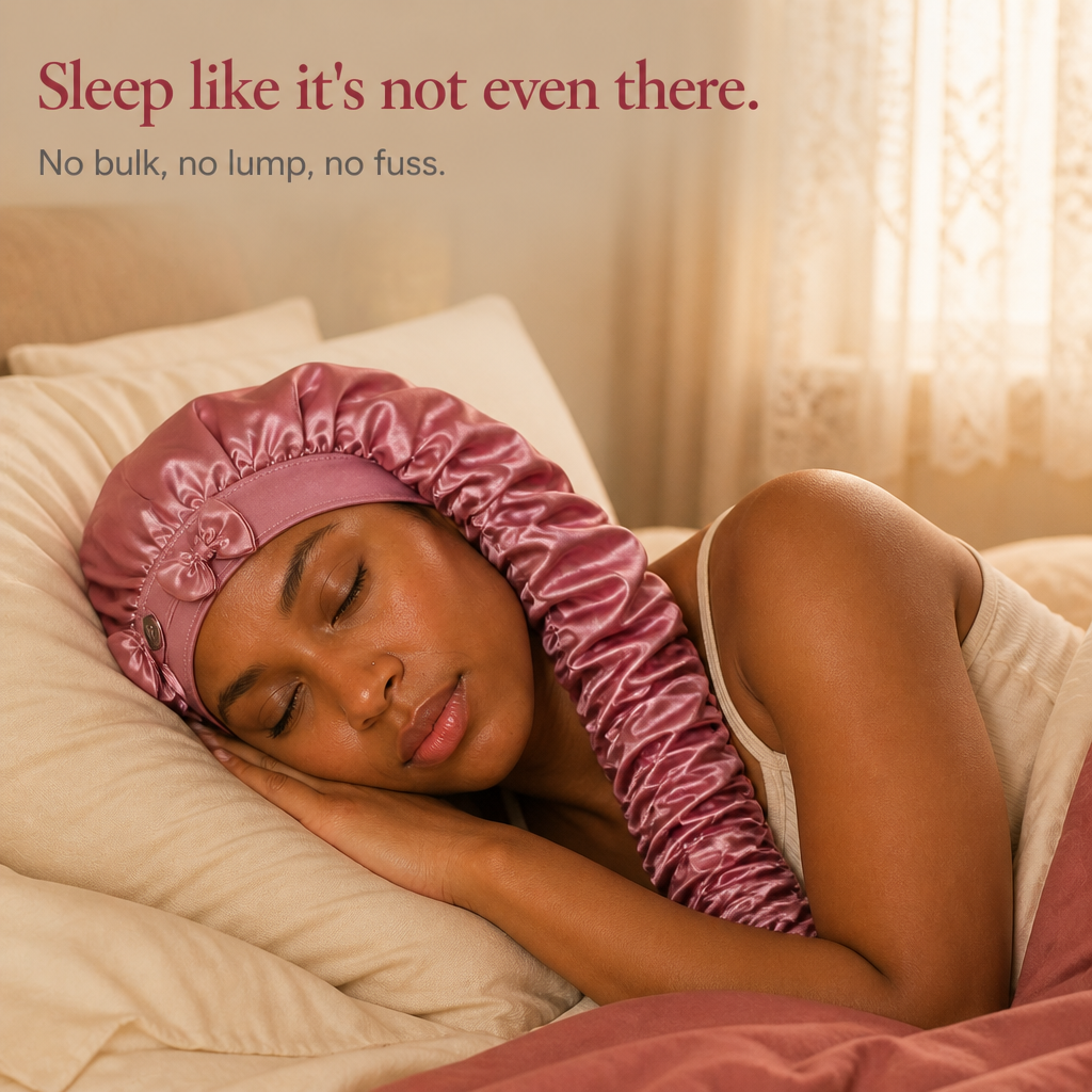 Long Hair Satin Sleep Bonnet with Extra-Long Sleeve and Secure Tie