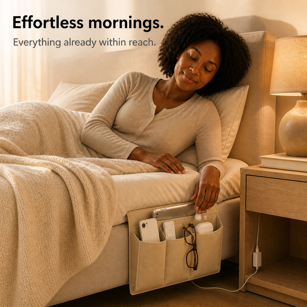 Under-Mattress Bedside Caddy - Hanging Felt Storage Organizer