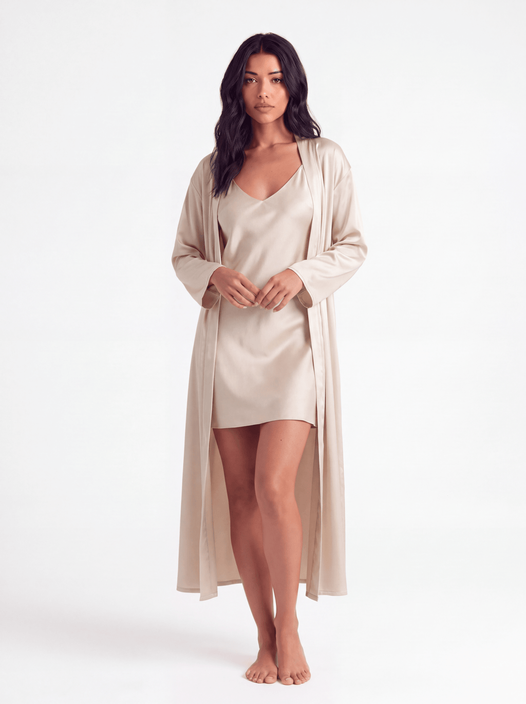 Women's Silk Nightgown and Robe Set – 2-Piece Sleepwear