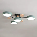 Round Iron Semi-Flush Ceiling Light - LED Chandelier Fixture
