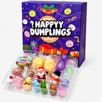 Assortiment de jouets squishy en forme de boulette inclus dans le calendrier de l'Avent de Noël