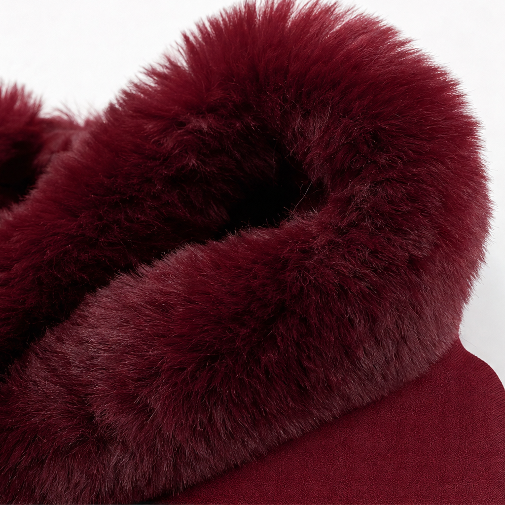 Women's Faux Fur Trim Hooded Knit Cape Coat – Open Front