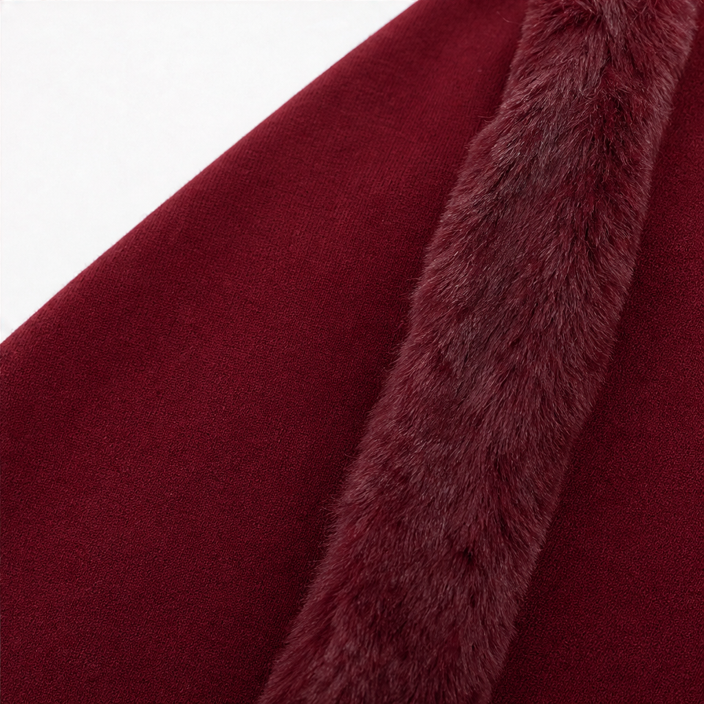 Women's Faux Fur Trim Hooded Knit Cape Coat – Open Front
