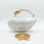 Clear acrylic clutch bag with a sleek design, featuring gold tone clasp and minimalist style, front view — 5 — view 5