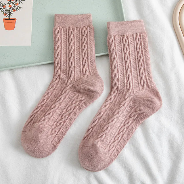 Women's Wool Blend Cable Knit Crew Socks