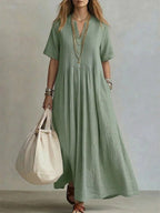 Fay Pleated Linen Maxi Dress_4
