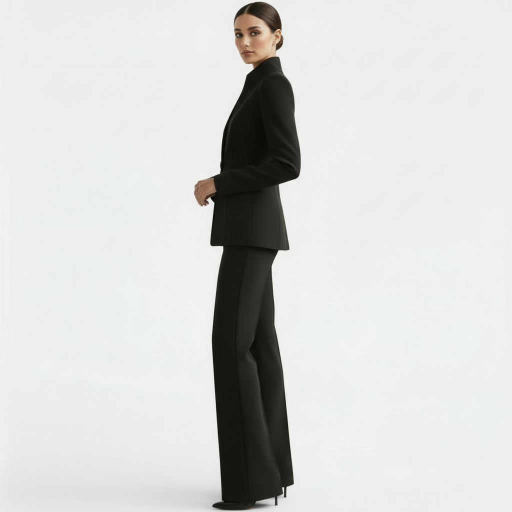 Women's Tailored Blazer Suit Set - Jacket and Trousers