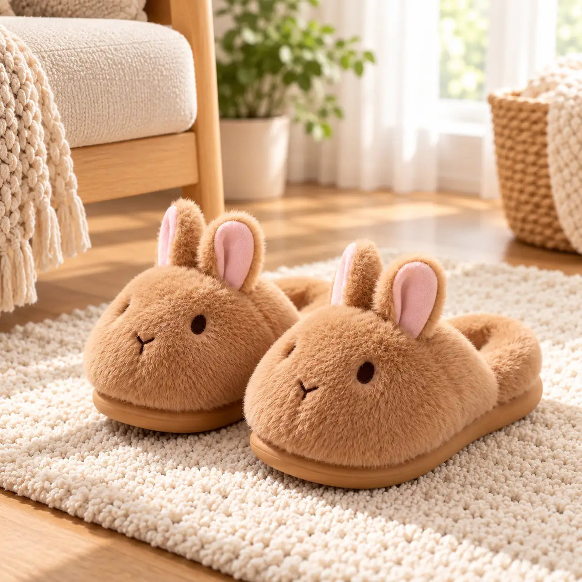 Ladies Slippers Plush Cushioned Sole Non-Slip