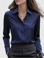 Women's Blouse with Hidden Button Placket for the Office