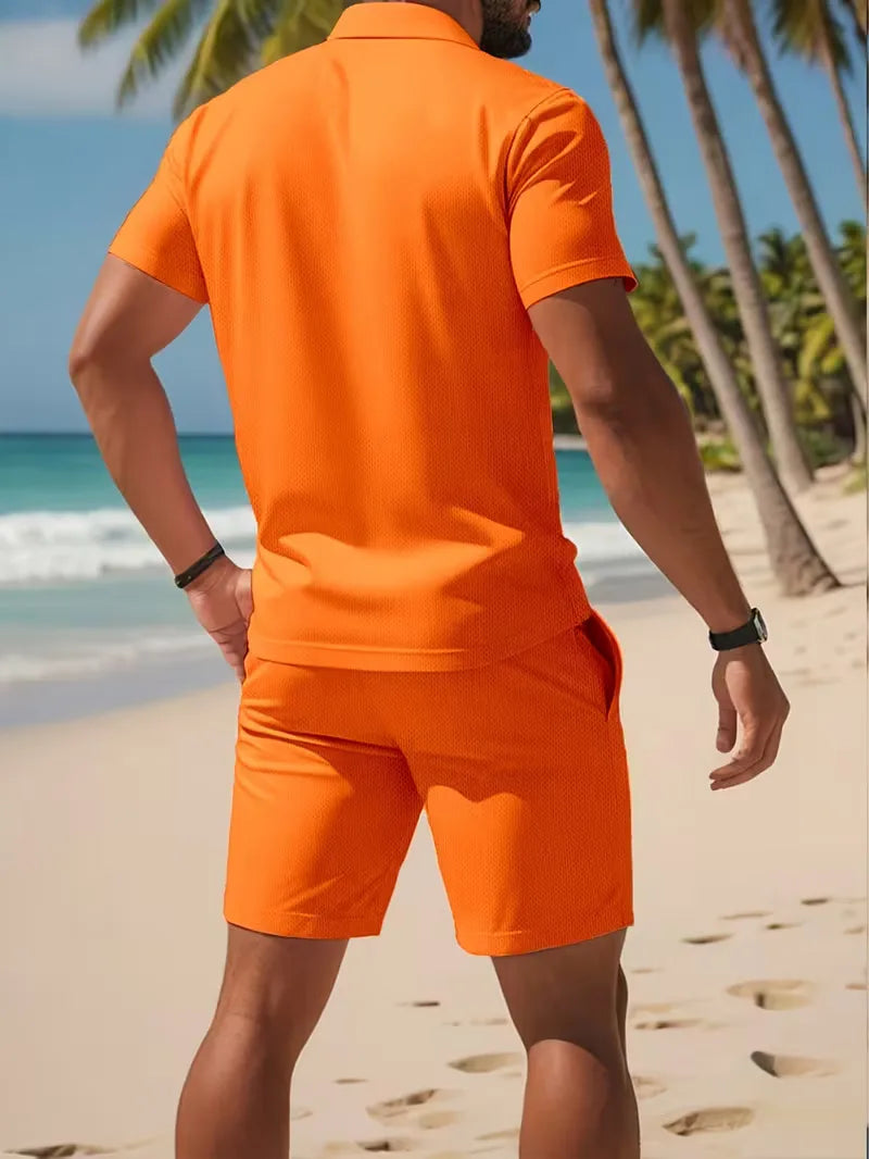 Men's Summer Polo Shirt and Shorts Set – Lightweight Two-Piece