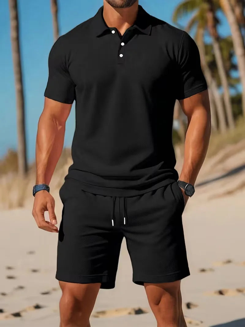 Men's Summer Polo Shirt and Shorts Set – Lightweight Two-Piece