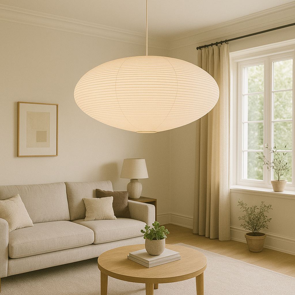 WabiLight | Japandi Paper Pendant Lamp | Handmade Wabi-Sabi Design with Warm LED Light