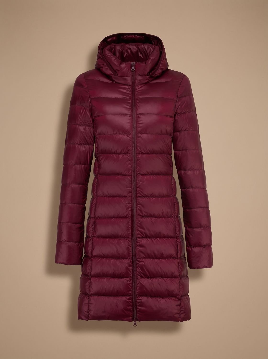 Women's Winter Jacket - Long Lightweight Puffer Coat with Hood