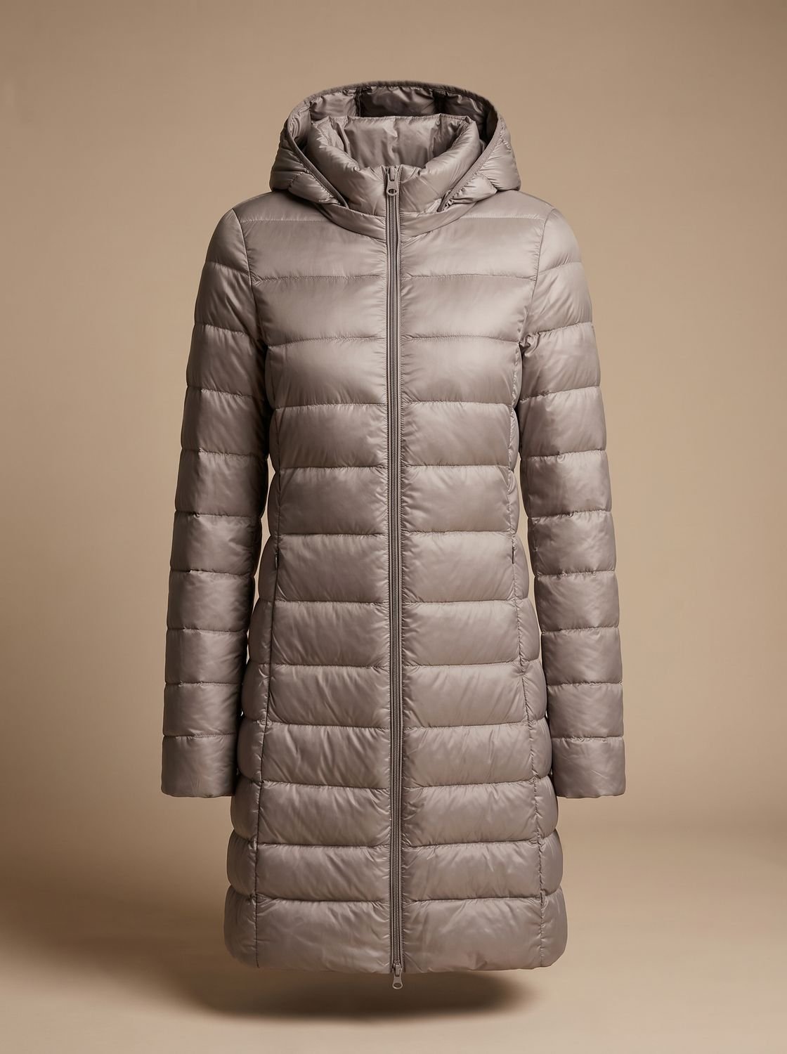 Women's Winter Jacket - Long Lightweight Puffer Coat with Hood