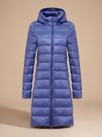 Women's Winter Jacket - Long Lightweight Puffer Coat with Hood