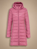 Women's Winter Jacket - Long Lightweight Puffer Coat with Hood