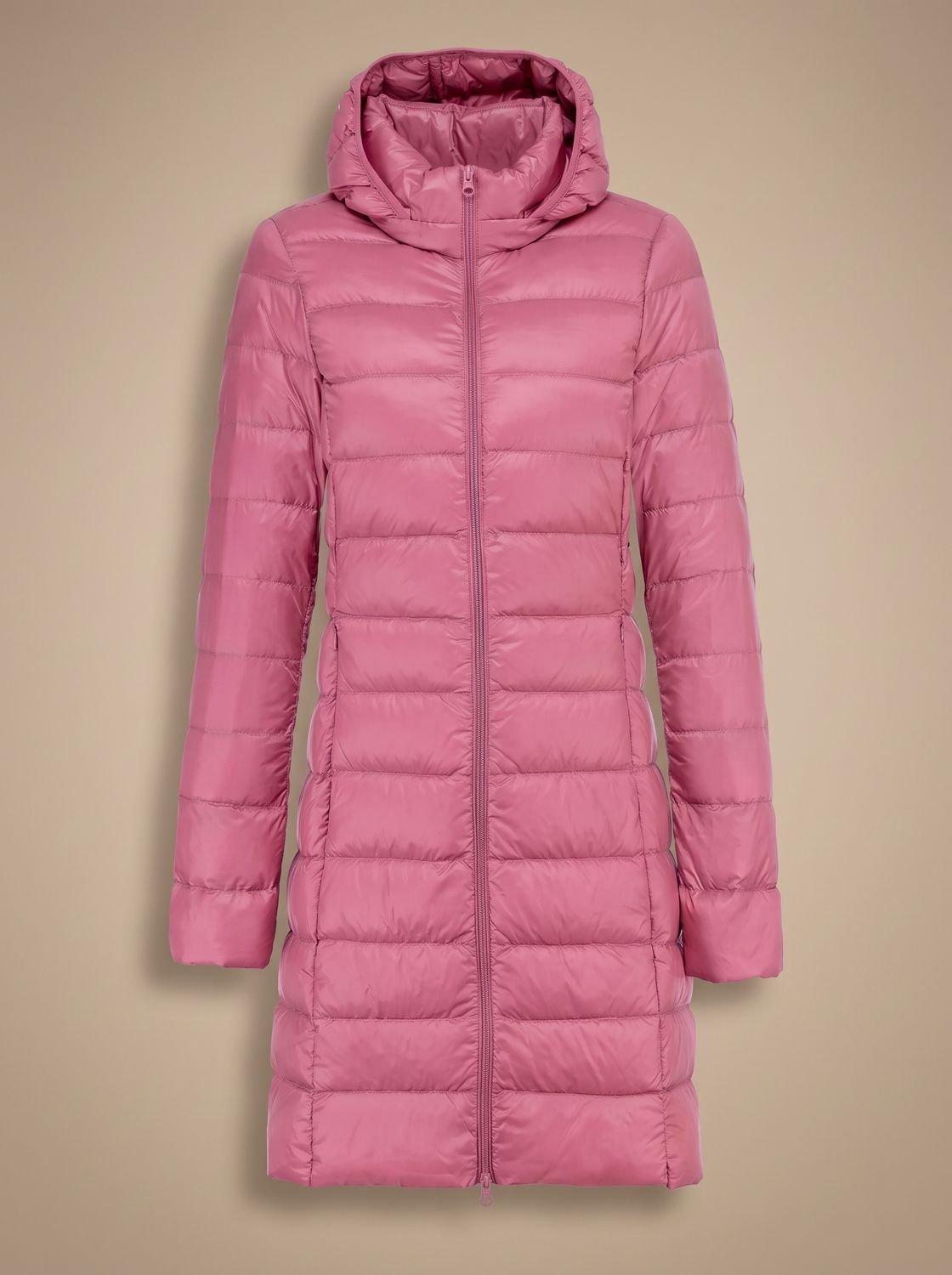 Women's Winter Jacket - Long Lightweight Puffer Coat with Hood