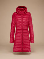 Women's Winter Jacket - Long Lightweight Puffer Coat with Hood