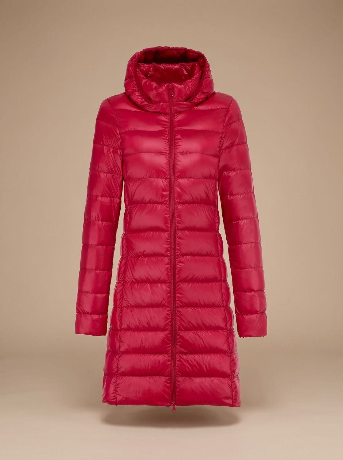 Women's Winter Jacket - Long Lightweight Puffer Coat with Hood