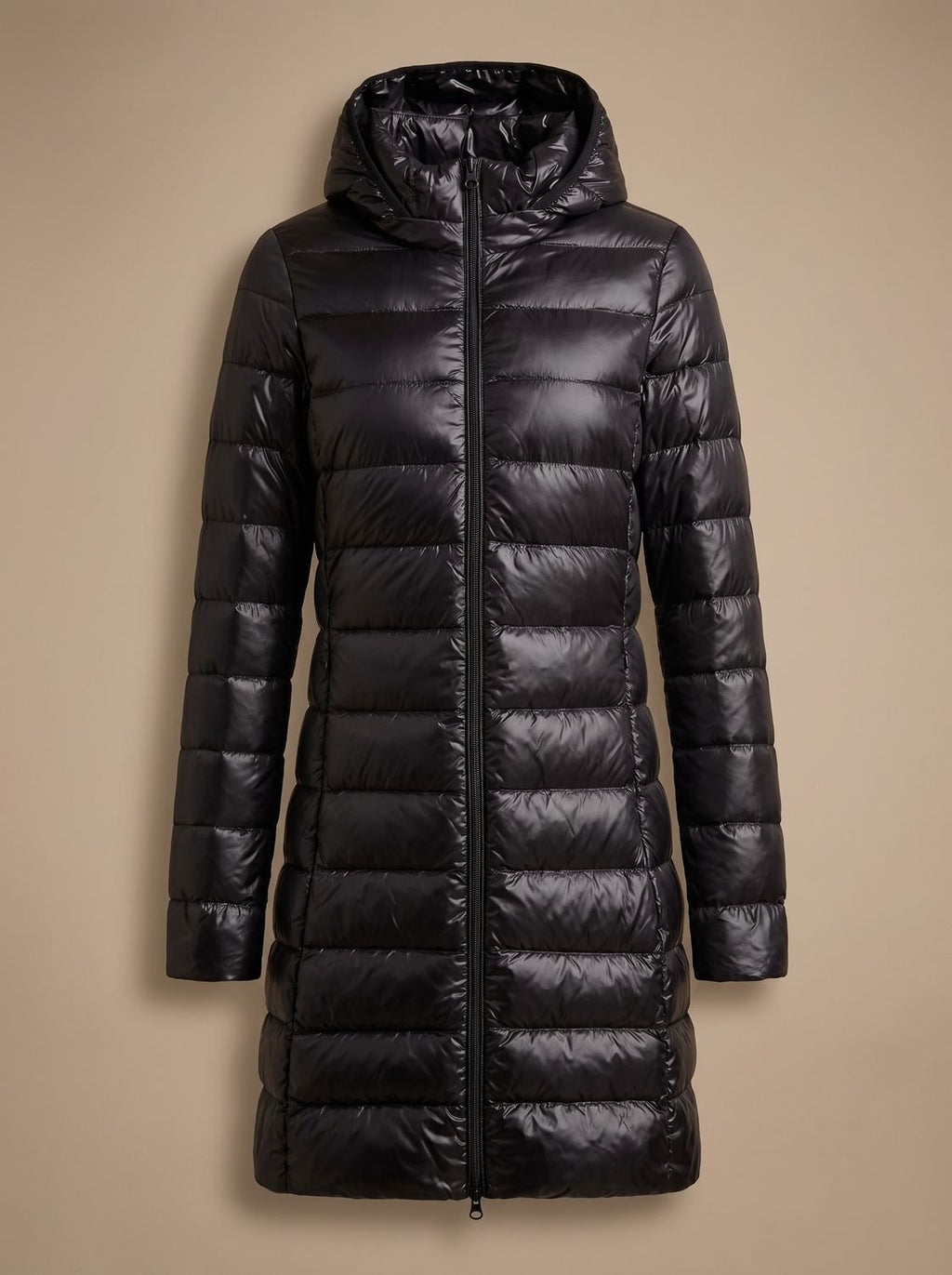 Women's Winter Jacket - Long Lightweight Puffer Coat with Hood