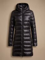 Women's Winter Jacket - Long Lightweight Puffer Coat with Hood