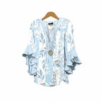 Dames Blouse met V-hals en Rüschenmouwen met Bloemenprint