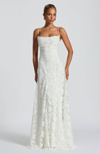 Dames Maxi Jurk Mouwloos met Cowl-hals en Bloemenpatroon Ivoor