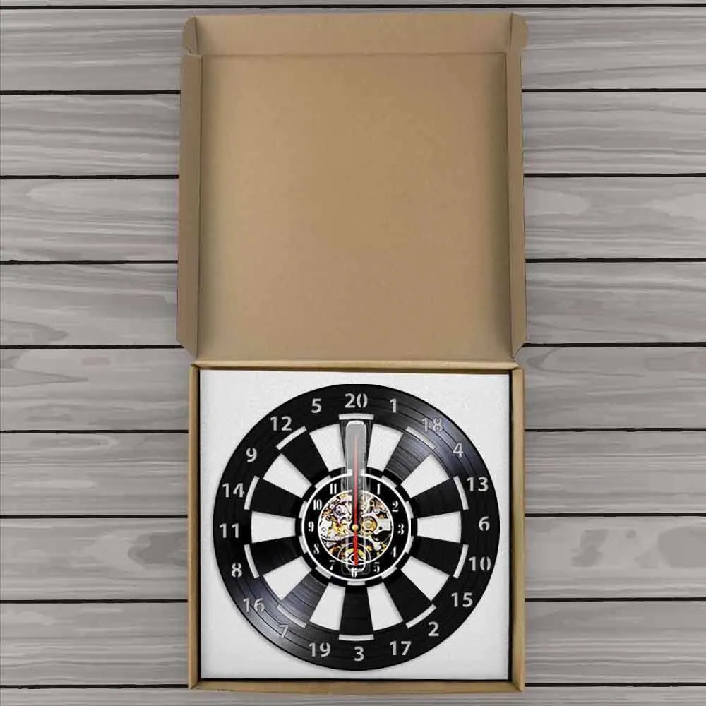 VinylDart | Vintage Vinyl Dart Wall Clock | Silent Movement & Retro Design for Clubs, Bars & Game Rooms