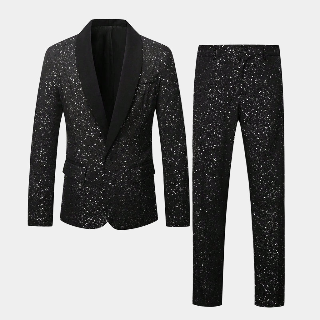 Men's Black Glitter Suit - Blazer and Trousers Set