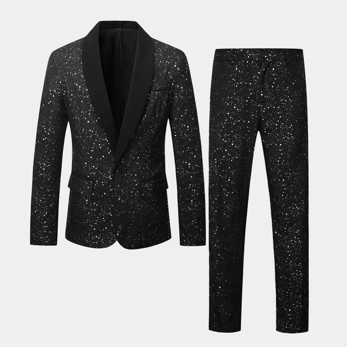 Men's Black Glitter Suit - Blazer and Trousers Set