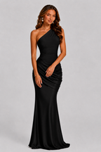 Dorvelli | Women's Maxi Dress – One-Shoulder Draped Waist