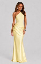 Dorvelli | Women's Maxi Dress – One-Shoulder Draped Waist