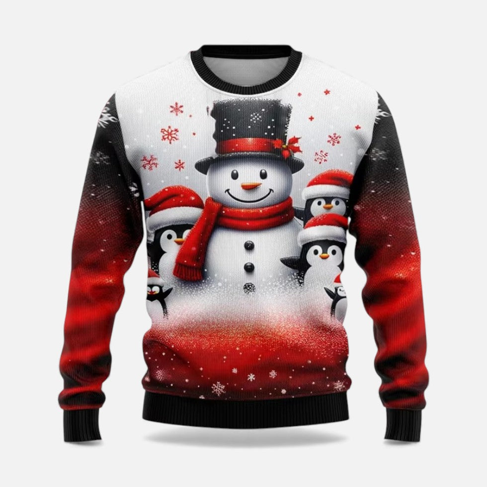 Men's Christmas Sweater Winter Landscape Print Pullover