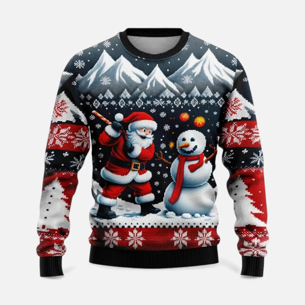Men's Christmas Sweater Winter Landscape Print Pullover