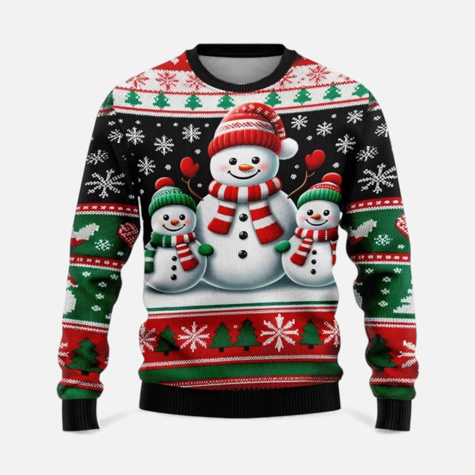 Men's Christmas Sweater Winter Landscape Print Pullover