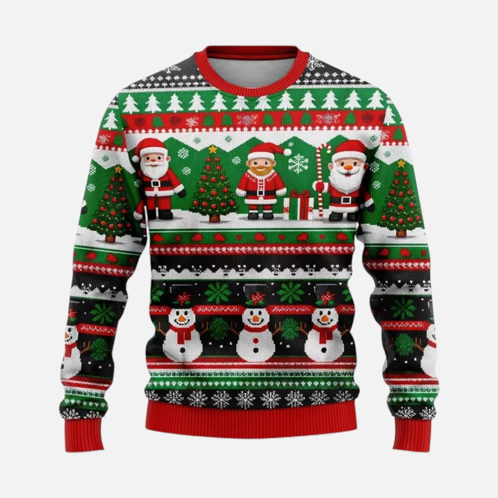 Men's Christmas Sweater Winter Landscape Print Pullover