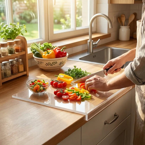 Acrylic Countertop Cutting Board - Clear, 60% Thicker Build