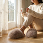 Ladies Slippers - Fluffy Faux Fur Plush Slippers with Non-Slip Sole