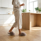 Ladies Slippers - Fluffy Faux Fur Plush Slippers with Non-Slip Sole