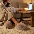 Ladies Slippers - Fluffy Faux Fur Plush Slippers with Non-Slip Sole