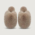 Ladies Slippers - Fluffy Faux Fur Plush Slippers with Non-Slip Sole