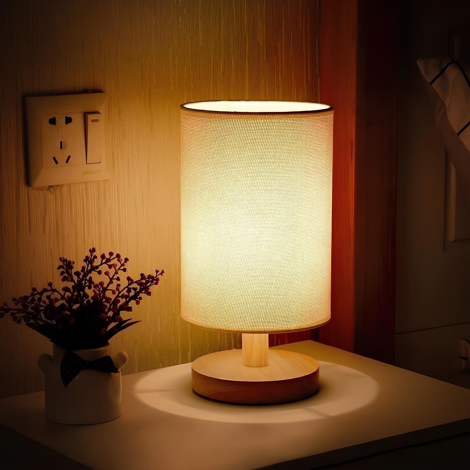 Organic Wood & Linen Lamp with Remote Control