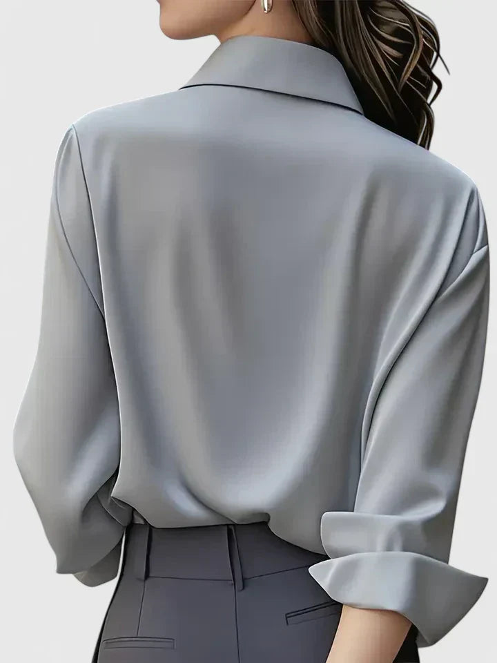 Women's Blouse with Hidden Button Placket for the Office