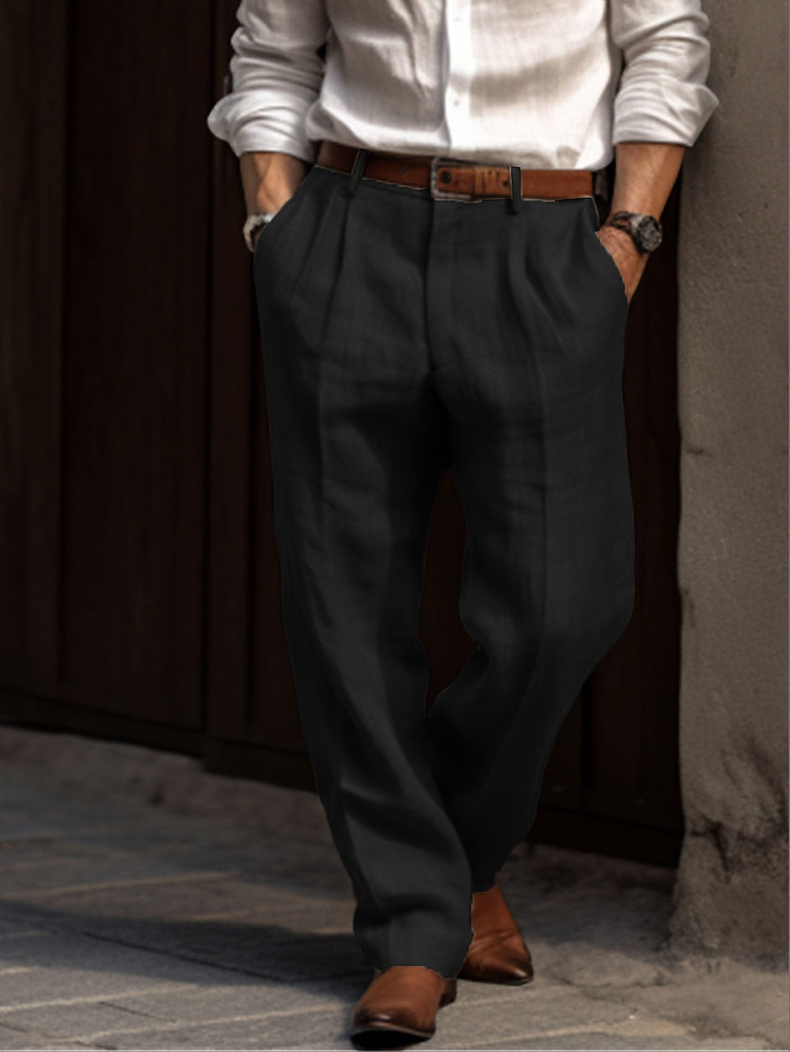 Men's Linen Trousers - Breathable Relaxed-Fit Casual Pants