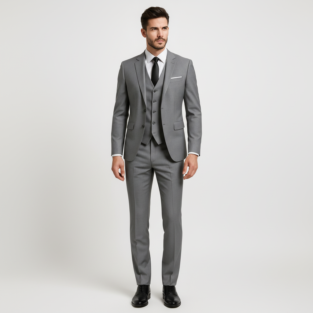 Men's 3-Piece Suit with Waistcoat - Blazer, Vest & Trousers