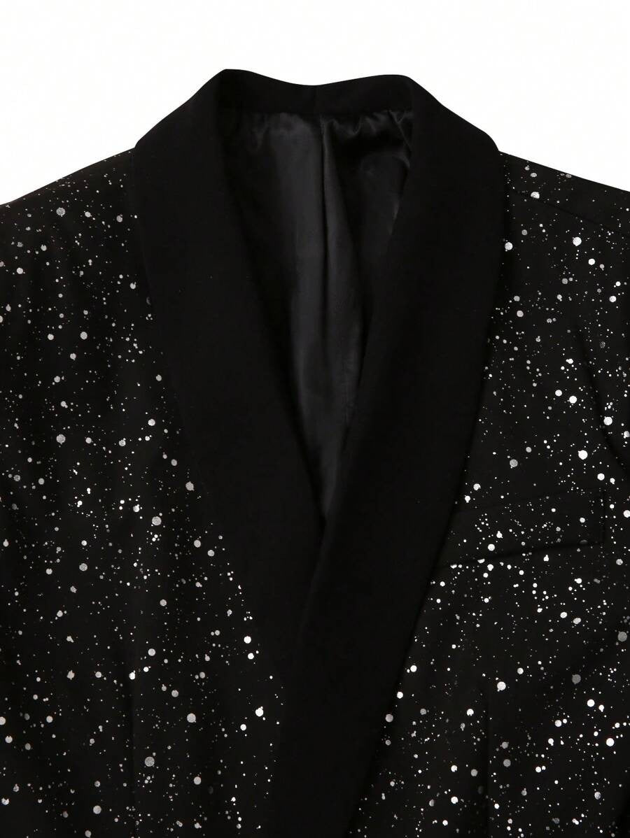 Men's Black Glitter Suit - Blazer and Trousers Set