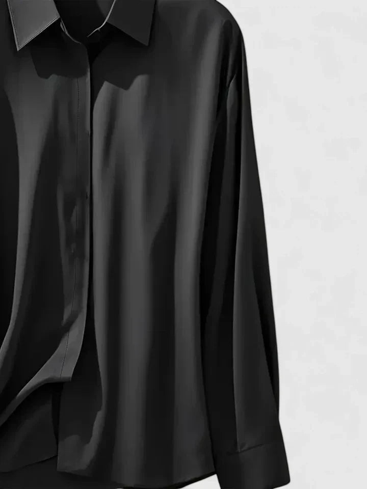 Women's Blouse with Hidden Button Placket for the Office